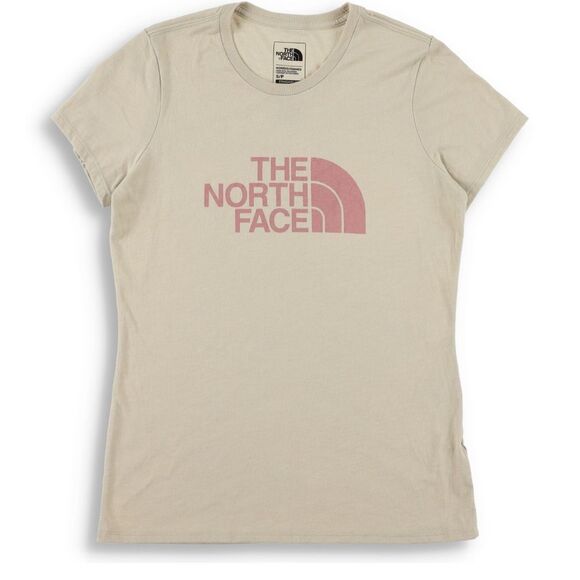 The North Face Women's Light Tan Tee with Pink Logo - Picture 1 of 8